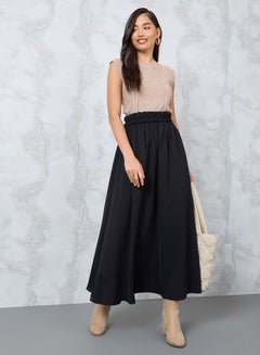 Buy Broad Elasticated Waistband A-Line Maxi Skirt in Saudi Arabia
