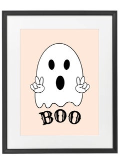 Buy Halloween Ghost Boo Framed Poster 50x40cm - Spooky Wall Art Decor for Home, Office, or Party , Trick or Treat Pumpkin Artwork, Halloween Decoration Gift Idea in UAE