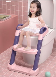 Buy Foldable Toilet Training Seat With Adjustable Step Stool Ladder in Saudi Arabia