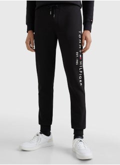 Buy Men's Embroidery Logo Cuffed Joggers - Cotton, Black in Saudi Arabia