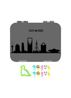 Buy 4 Compartment Bento Lunch Box With Sandwich Cutter Set - Skyline Saudi Grey in UAE