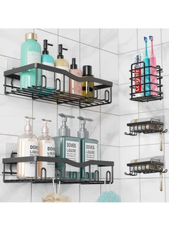 Buy Bathroom Shelves, Set of 5pcs, SUS304 Stainless Steel Shower Racks, Rust-proof Shower Caddy, Self-Adhesive Bathroom Shelf, No drilling Bathroom Organizer, Wall mounted Bathroom Rack in UAE
