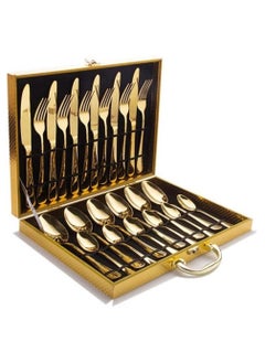 اشتري 24-Piece Stainless Steel Cutlery Set Golden في الامارات