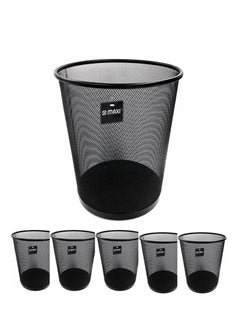 Buy 6-Piece Metal Mesh Waste Bin Large 18 Litre Capacity Black in UAE