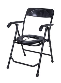 Buy Sturdy commode with foldable armrests: black high quality for outdoor comfort 46 x 79 cm in Saudi Arabia