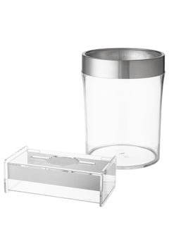 Buy A set of acrylic wastebasket and tissue box and golden decor for an elegant and modern home in Saudi Arabia