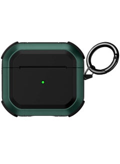 Buy Airpods 3 Shockproof Case Armor Rugged Cover with Keychain Compatible with Apple Airpods 3rd Generation Pine Green/Black in UAE
