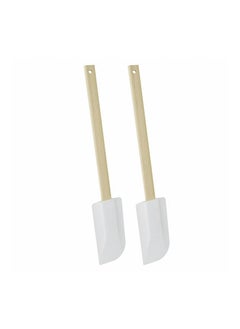 اشتري Plastic 2 Spatulas PE Blade-Wooden Handle-Brown,White في الامارات