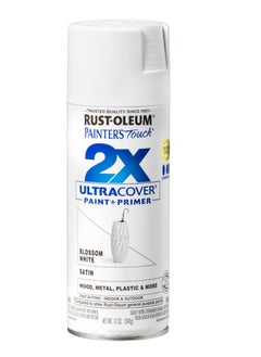 Buy Rust-Oleum 2X Ultra Cover 12oz Satin Blossom White - Spray Paint, Durable, Smooth Finish in UAE