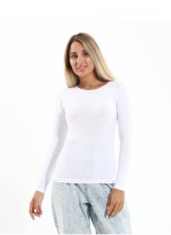 Buy Mesery Basic Round Neck Full Sleeves - White in Egypt