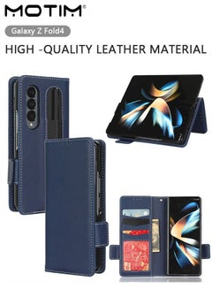 Buy Phone Case Compatible with Samsung Galaxy Z Fold 4, Flip Leather Z Fold 4 Case with Pen Slot, Shockproof Protective Kickstand Wallet Galaxy Z Fold 4 Cover in UAE