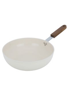 Buy Tornado Frying Pan Beige Dark Wood Handle 28 Cm in Saudi Arabia