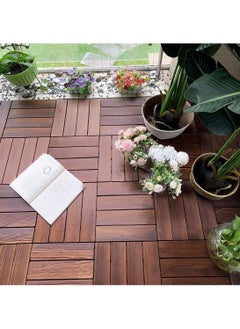 Buy Interlocking Patio Wooden Tiles Garden Floor Tiles Outdoor Walkaway Path Decorative Tiles For Garden Patio Lawn Waterproof 15pcs in UAE