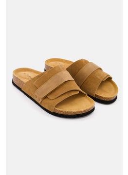 Buy Men Slip On Suede Cork Sandals, Brown in Saudi Arabia