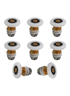 اشتري 8PCS Bathroom Sliding Door Pulleys, Shower Door Wheels Set Quiet Glass Door Rollers Bathroom Door Glide Wheels Sliding Door Wheel Replacements Sliding Shower Door Components（White） (Large) في الامارات