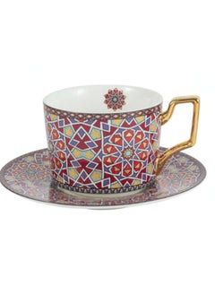 Buy Ceramic Coffee Cup Cup and Saucer Set European Moroccan style for Home Office  Restaurant Gifts Garden Party  Home Afternoon Tea Set Ceramic  Milk Tea Cup Water Cup Red 250ml/8.6oz in Saudi Arabia