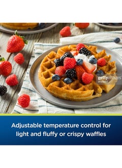 Buy Belgian Waffle Maker with Adjustable Temperature Control, Non-Stick Plates and Cool Touch Handle, Makes 8" Waffles, Stainless Steel in UAE