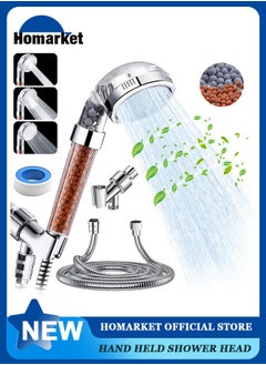 Buy Filtered Shower Head, High Pressure Water Saving Showerhead with Filter Beads, 3 Settings Shower Heads with Handheld Spray, EcoWater Spa Showerheads with 59 Inch Hose and Bracket for Dry Hair & Skin in UAE