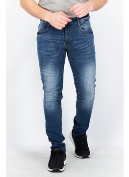 Buy Men Slim Fit Washed Stretchable Denim Jeans, Blue in Saudi Arabia