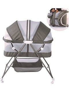 Buy Two In One Baby Bassinet Foldable Newborn Bed Lightweight Bouncing Cradle in UAE