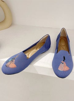 Buy Women's Round-Toe Loafer Flat Shoes Blue in UAE