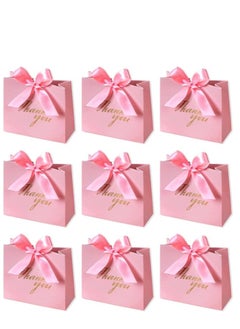 اشتري Thank You Gift Bags, 20 Pack Small Thank You Gift Bag Party Favor Bags Treat Boxes with Rose Red Bow Ribbon, Pink Pattern Paper Gift Bags Bulk for Wedding Baby Shower Business Party Supplies في السعودية