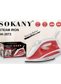 اشتري Sokany 2072 steam iron with 150 ml water tank, dial and fabric guide, 1400 watts في مصر