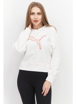 Buy Women Oversized Fit Long Sleeve Training Sweatshirt, Cream Heather in UAE