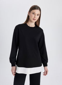 Buy Regular Fit Sweatshirt Fabric Long Sleeve Tunic in UAE