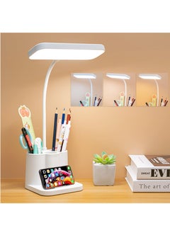 Buy Led Table Lamp, Dimmable, Pen Holder And Nightlight, 360° Adjustable Arm With 3 Color Modes, Touch Reading Light For Home Offices in UAE