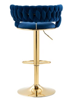 اشتري Velvet Swivel Golden Bar Chair Adjustable 360" Rotating Gold Metal High Stool With Backrest For Cafes And Bars في الامارات