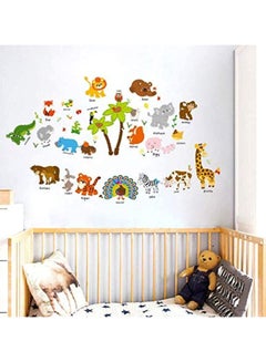 Buy Cartoon Animal Baby Early Education English Wall Stickers Kindergarten Kids Room Wall Creative Decoration Ornament Stickers in UAE