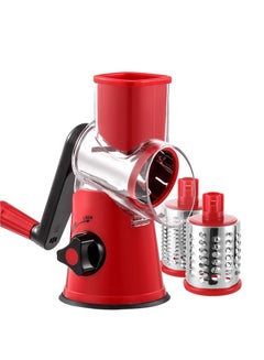Buy Rotary Cheese Grater Kitchen Vegetable Slicer 3 Interchangeable Blades Easy to Clean Rotary Grater in UAE
