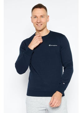 Buy Men Sportswear Fit Long Sleeve Outdoor Sweatshirt, Navy Blue in Saudi Arabia