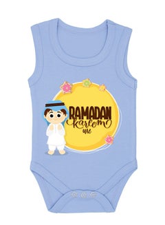اشتري زي مطبوع بطبعة الخاص بي أولا  رمضان في الإمارات العربية المتحدة - رومبير للأطفال حديثي الولادة - رومبير قطن بدون أكمام للأطفال الأولاد - احتفل بشهر رمضان الأول للطفل بأناقة في الامارات