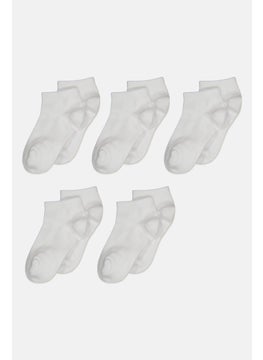 Buy Toddlers Boy 5 Pairs Basic Ankle Socks, White in UAE