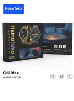 Buy Smart Watch G12 Max With Three Strap And Wireless Charger And Sun Protection Glasses For Mens in Saudi Arabia