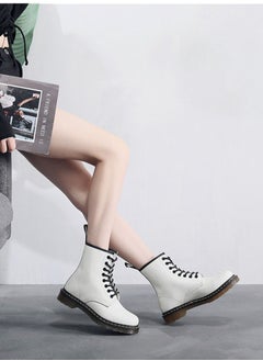 اشتري Hard Leather Men's And Women's Genuine Leather Short Boots White في السعودية