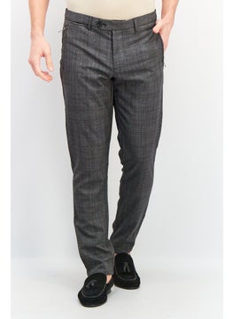 اشتري Men Slim Fit Plaid Dress Pants, Grey Combo في الامارات