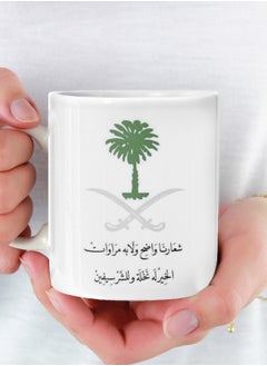 Buy Our logo mug is clear and streak free ceramic tea and coffee mug with handle multi color 11Oz in Saudi Arabia