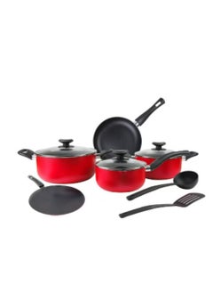 اشتري 10 Piece Nonstick Cookware Set, Nonstick Coating For Cooking, Casserole With Lid, Frying Pan, Saucepan, Tawa Kitchen Tools في الامارات