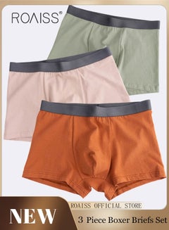 Buy Set of 3 Men's Boys Cotton Boxer Briefs Breathable Soft Underwear Summer Stretch Large Size Plus Fat Men's Boxer Briefs in UAE