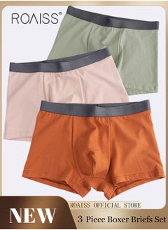 اشتري Set of 3 Men's Boys Cotton Boxer Briefs Breathable Soft Underwear Summer Stretch Large Size Plus Fat Men's Boxer Briefs في السعودية