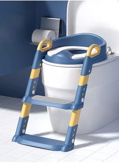 اشتري Potty Training Seat with Step Stool Ladder Potty Training Toilet for Kids Boys Girls Comfortable Safe Potty Seat with Anti-Slip Pads Folding Ladder Blue في السعودية