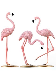 اشتري 3 Pcs Set Flamingo Statue Ornaments Mini Ins Style Resin Sculpture Statue Home Wedding Gifts Desk Ornament Decoration Pink في السعودية