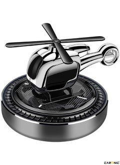 Buy Car Air Freshener Mini Helicopter Rotating Solar Airplane Car Freshener Silver Black in UAE