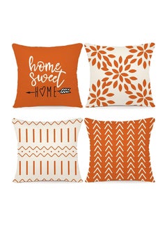 Buy Throw Pillow Cover Fall Decor for Home Modern Sofa Throw Pillow Cover Decorative Outdoor Linen Fabric Pillow Case for Couch Bed Car 45x45cm Orange 18x18 Set of 4 in Saudi Arabia