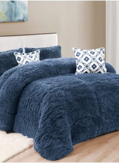 Buy 6-piece winter fur bedding set for two people, size 240x220. in Saudi Arabia