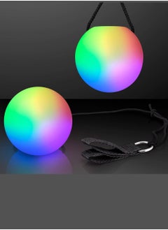 Buy 2 Pack LED Poi Ball, Adjustable Strap, Glow Balls Soft Glow, Light Up LED 9 Modes, Spinning Poi Toy for Beginner & Professional, Juggling Thrown Ball Multi Color, Spinning LED Light Up Toy in UAE