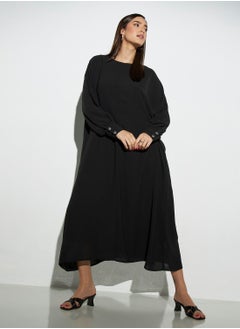 Buy Iconic Solid Round Neck Maxi Dress with Pockets in Saudi Arabia